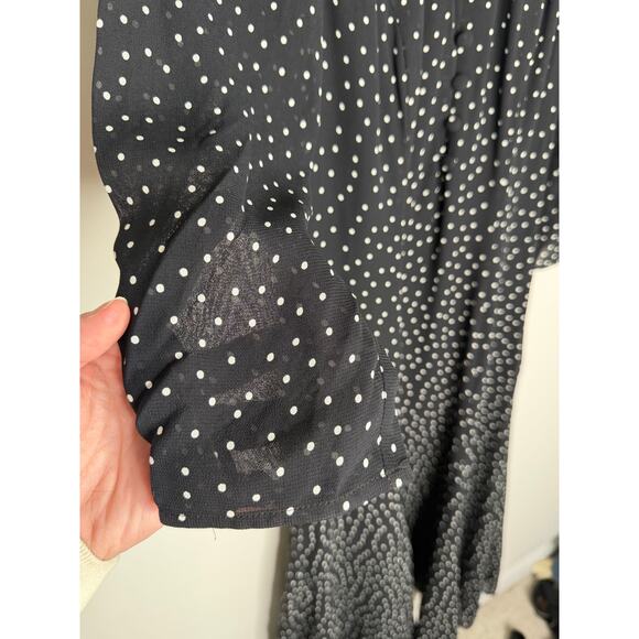 Reformation Mels Chiffon Polka Dot 3/4 Sleeve A-Line Midi Dress Black White 2 - Picture 8 of 16